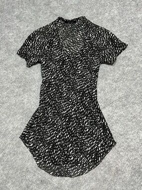 Isabel Marant Black and White Abstract Silk Print Top